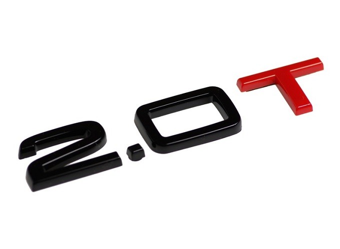 Gloss Black / Red AUDI 2.0T Rear Emblem